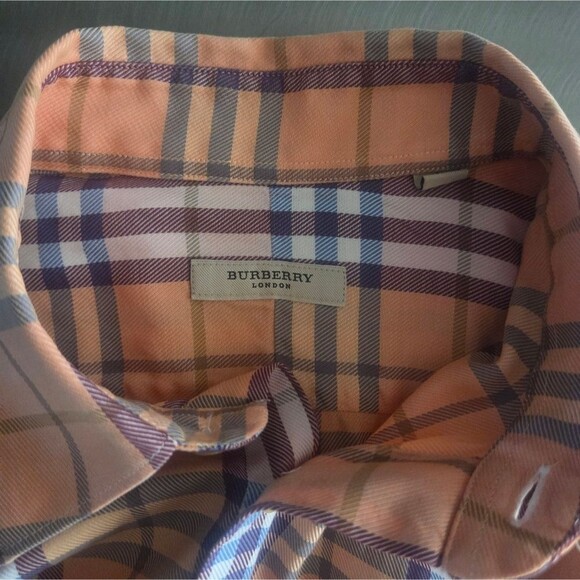 Burberry London Nova Check Plaid Long Sleeve Button Front Cotton Twill Shirt M - Picture 9 of 15